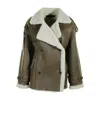 Salvatore Santoro Shearling-fur Double-breasted Jacket In Green