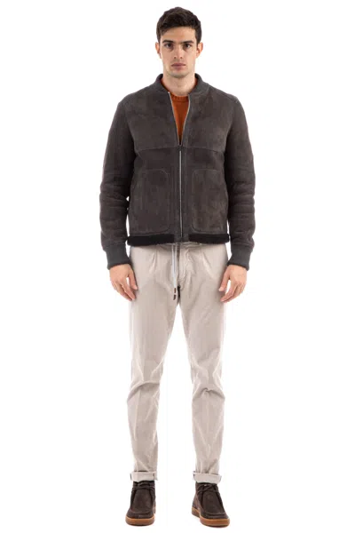 Salvatore Santoro Shearling Baseball Collar Bomber In Gray
