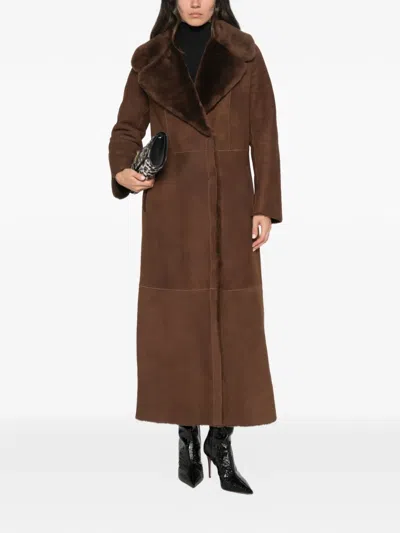 Salvatore Santoro Shearling Coat In Brown