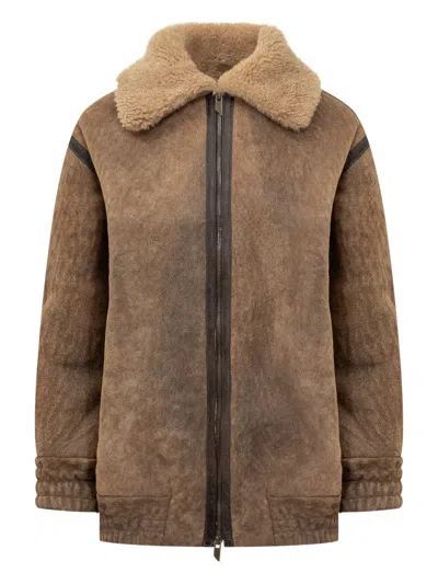 SALVATORE SANTORO SHEARLING-COLLAR COAT