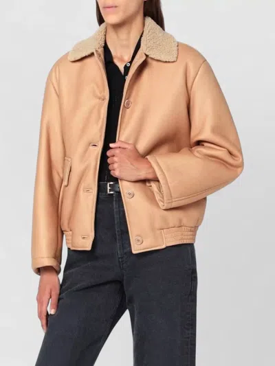 Salvatore Santoro Shearling Collar Coat Elasticated Hem Pockets In Brown
