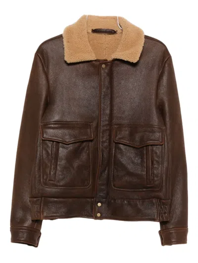 Salvatore Santoro Shearling-collar Jacket In Brown