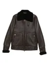 Salvatore Santoro Shearling-collar Leather Jacket In Brown