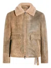 Salvatore Santoro Shearling Collar Pocket Jacket In Green