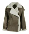 Salvatore Santoro Shearling-fur Double-breasted Jacket In Green