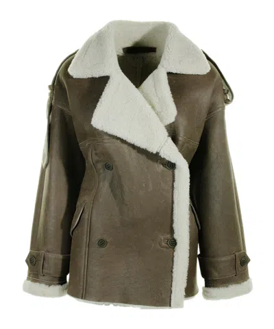 SALVATORE SANTORO SHEARLING-FUR DOUBLE-BREASTED JACKET