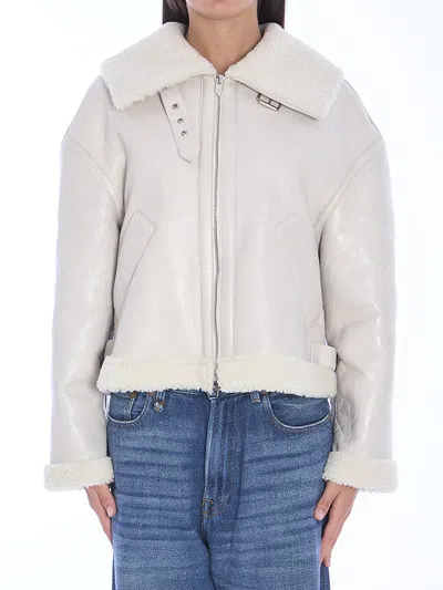 Salvatore Santoro Shearling Jacket In Neutral