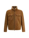 Salvatore Santoro Zip-front Suede Jacket In Brown