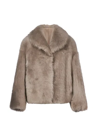 Salvatore Santoro Shearling Shawl-collar Coat In Neutral