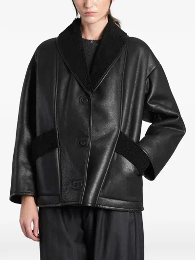 Salvatore Santoro Shearling-trim Leather Jacket In Black