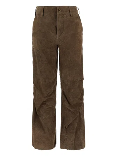 Salvatore Santoro Sheepskin Baggy Trousers In Beige