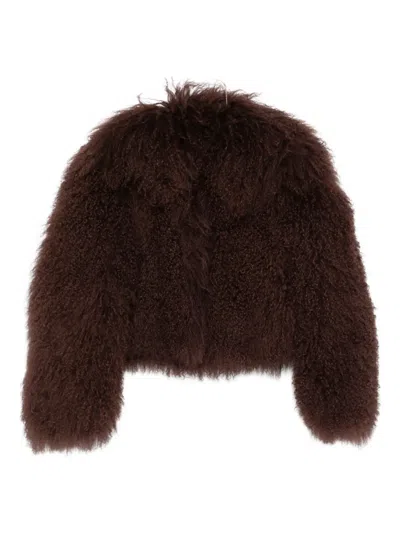 Salvatore Santoro Sheepskin Curly-pile Jacket In Brown