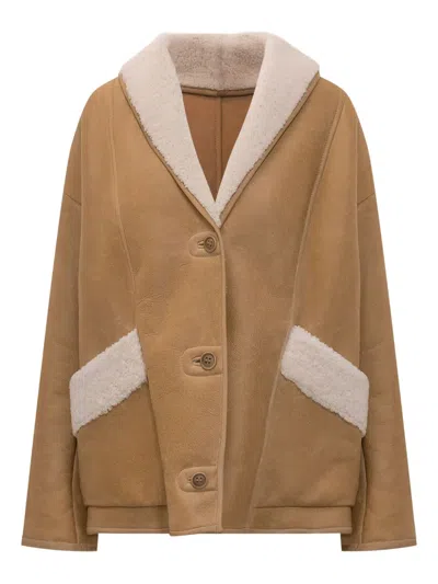 SALVATORE SANTORO SHEEPSKIN PANELLED COAT