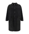Salvatore Santoro Solid Color Suede Coat With Flap Pockets In Black