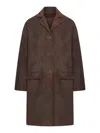 Salvatore Santoro Structured Sheepskin Leather Coat In Brown