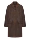 Salvatore Santoro Structured Sheepskin Leather Coat In Brown