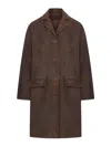 Salvatore Santoro Structured Sheepskin Leather Coat In Brown