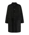 Salvatore Santoro Solid Color Suede Coat With Flap Pockets In Black