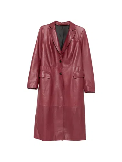 Salvatore Santoro Single-breasted Leather Coat In Burgundy