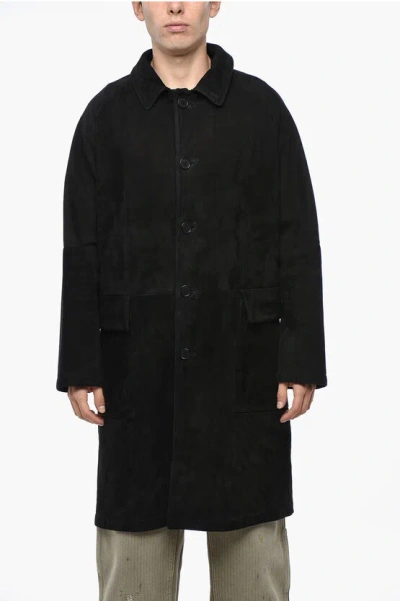 SALVATORE SANTORO SOLID COLOR SUEDE COAT WITH FLAP POCKETS