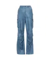 Salvatore Santoro Leather Cargo Pants In Blue