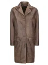 Salvatore Santoro Structured Sheepskin Leather Coat In Brown