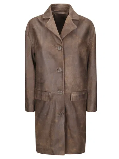 SALVATORE SANTORO STRUCTURED SHEEPSKIN LEATHER COAT