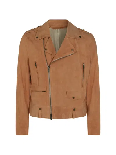 Salvatore Santoro Suede Biker Jacket In Brown