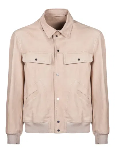 Salvatore Santoro Suede Bomber Jacket In Neutral