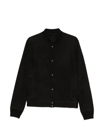 Salvatore Santoro Suede Bomber Jacket In Black