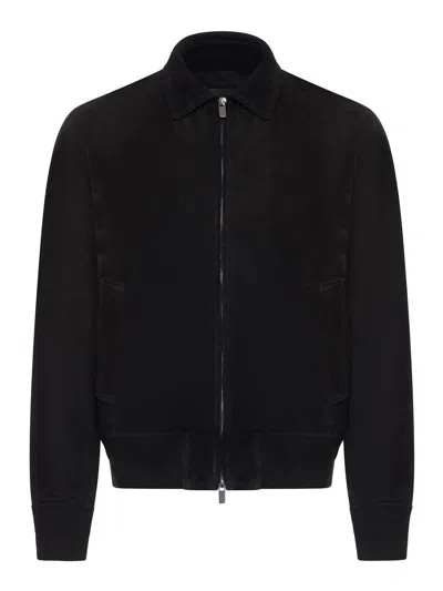 Salvatore Santoro Suede Bomber Jacket In Black