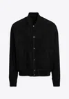 Salvatore Santoro Suede Bomber Jacket In Black