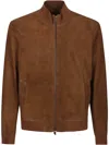 Salvatore Santoro Brown Leather Jacket With Design In Brown