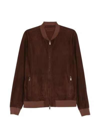 Salvatore Santoro Suede Bomber Jacket In Brown