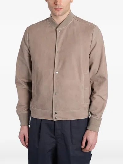 Salvatore Santoro Suede Bomber Jacket In Brown