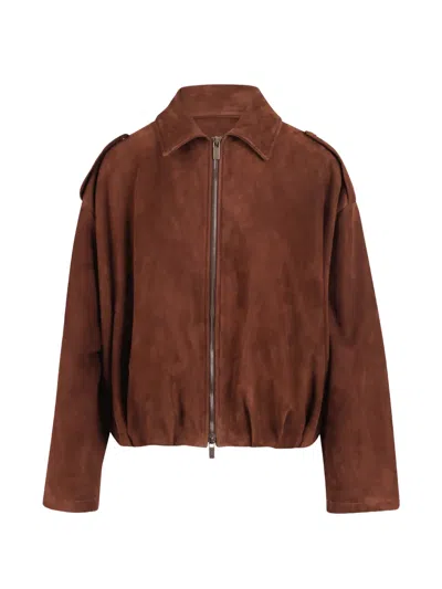 Salvatore Santoro Suede Bomber Jacket In Brown