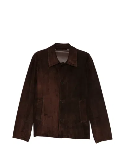 Salvatore Santoro Suede Button-up Jacket In Brown