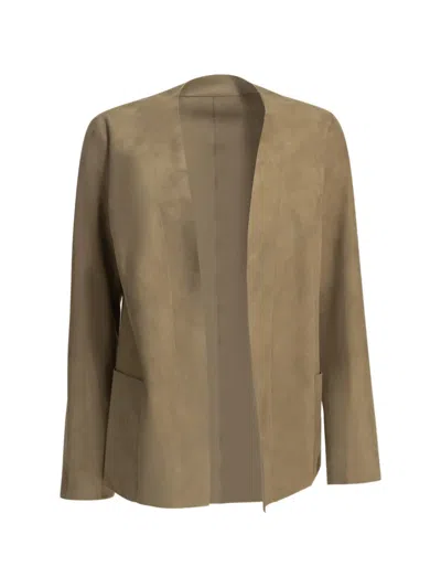 Salvatore Santoro Suede Collarless Jacket In Green