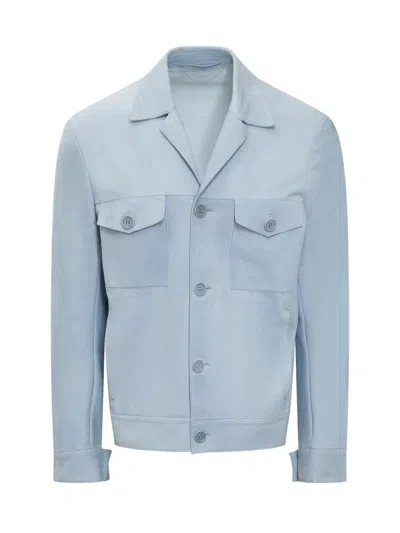 Salvatore Santoro Suede Jacket In Blue