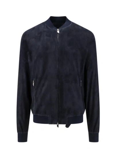 Salvatore Santoro Zip-up Suede Bomber Jacket In Black