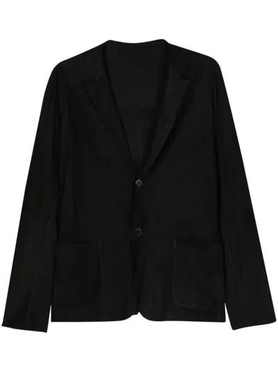 Salvatore Santoro Suede Leather Blazer In Black