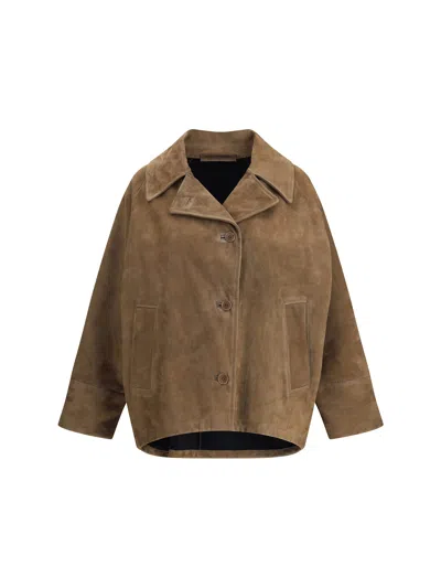 Salvatore Santoro Suede Leather Jacket In Brown