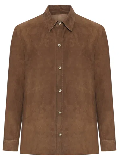 Salvatore Santoro Suede Overshirt In Brown