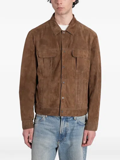 Salvatore Santoro Suede Panelled Jacket In Brown