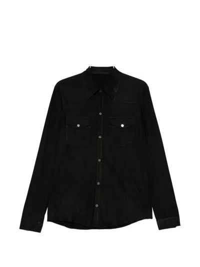 Salvatore Santoro Suede Shirt In Black