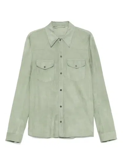 Salvatore Santoro Suede Shirt In Green
