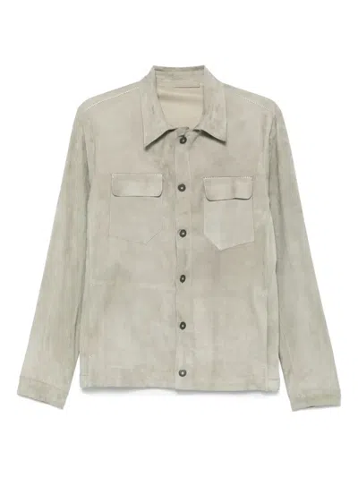 Salvatore Santoro Suede Shirt Jacket In Grey