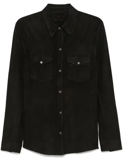Salvatore Santoro Hemdjacke Aus Wildleder In Schwarz