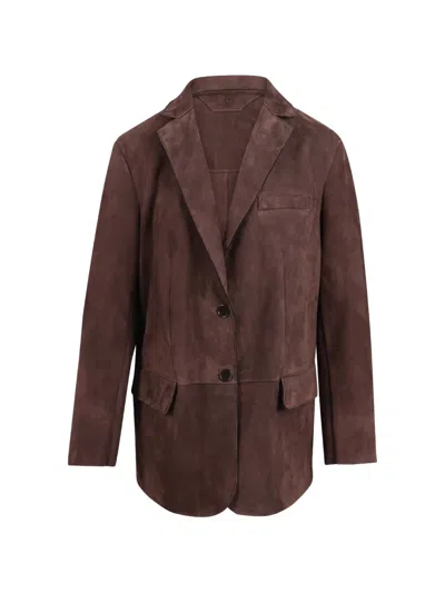 Salvatore Santoro Suede Single-breasted Jacket In Brown