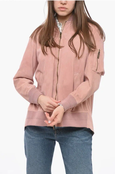 Salvatore Santoro Suede Unlined Jacket With Relaxed Fit In Pink